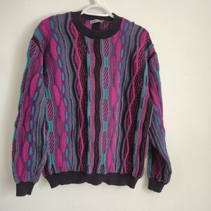 DJAB Coogi Style Abstract 3D Knit Cotton Sweater